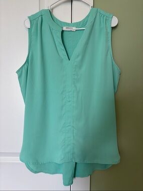 Zenana Outfitters Mint Green Sleeveless V-Neck Blouse